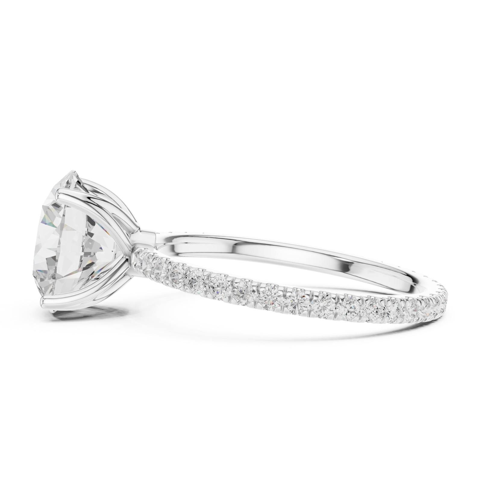  White Gold Opulent Regal Pavé Accent Ring Side View