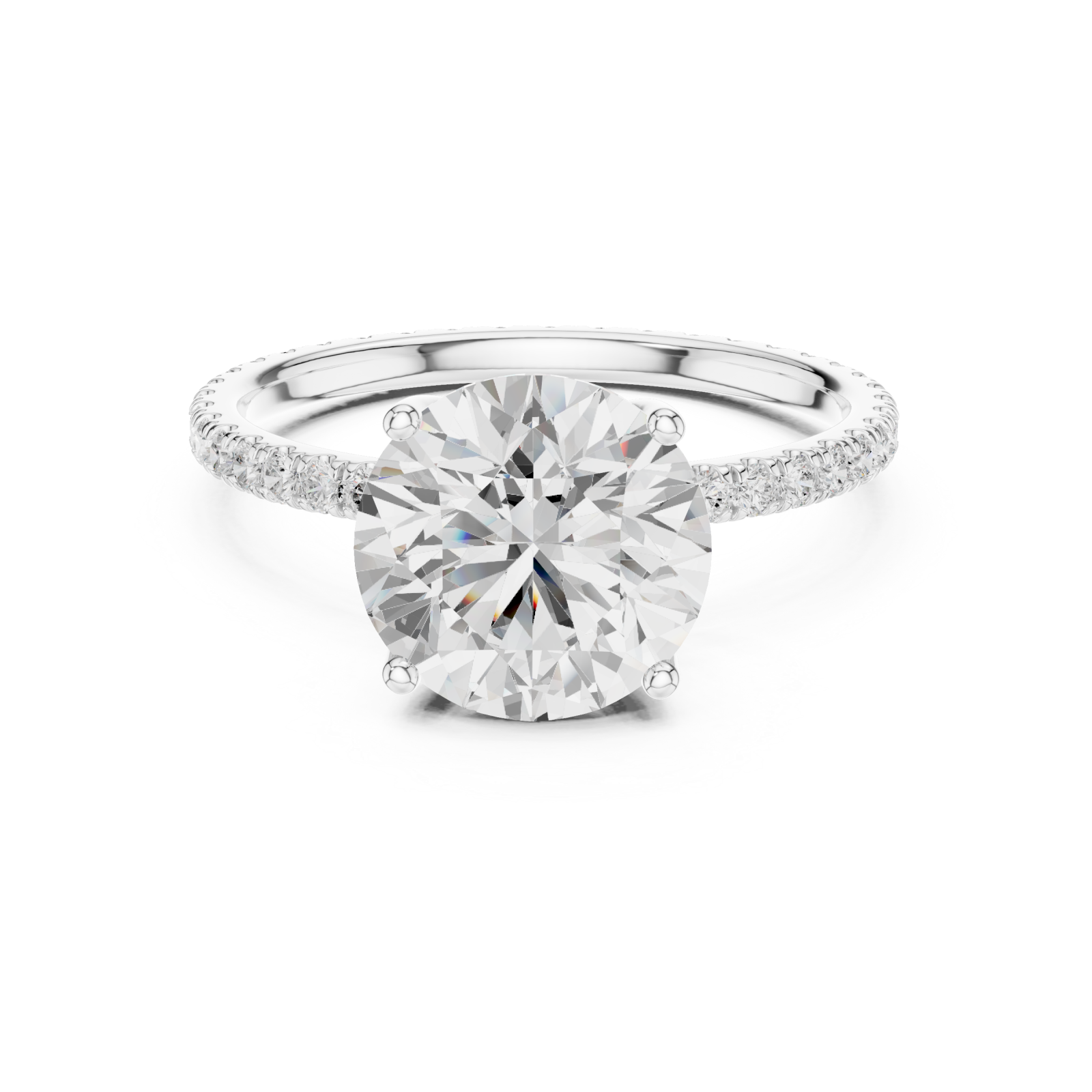  White Gold Opulent Regal Pavé Accent Ring Front View