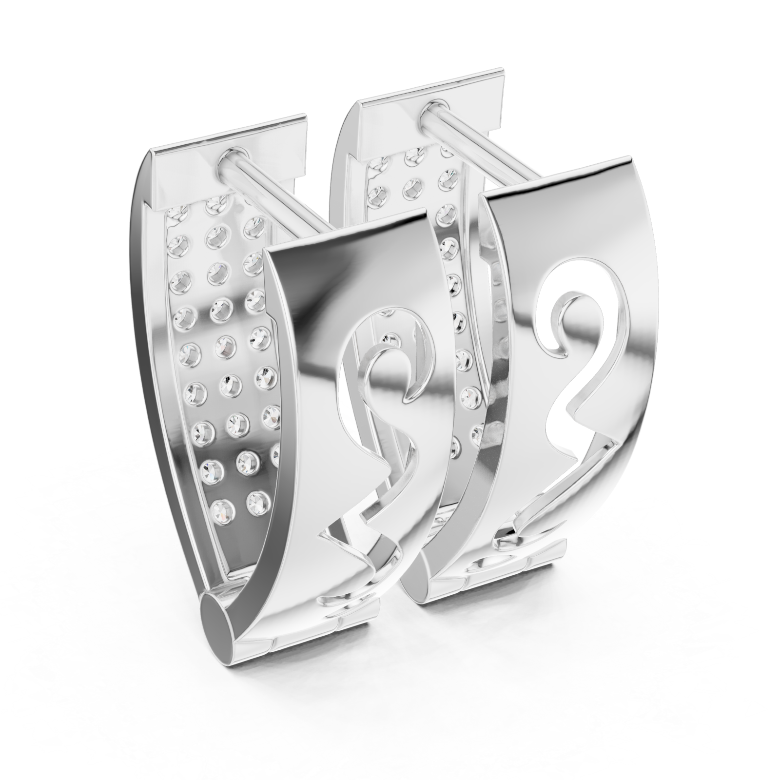  White Gold Luminous Ensemble Clip Earrings Side View