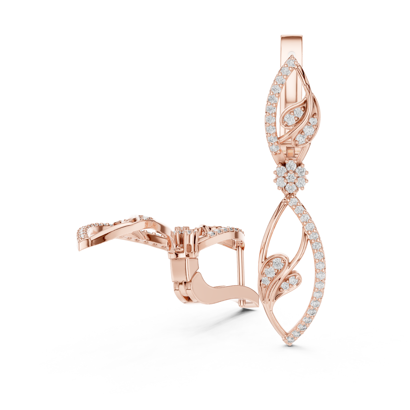  Rose Gold Whispering Petal Elegance Earrings Left View