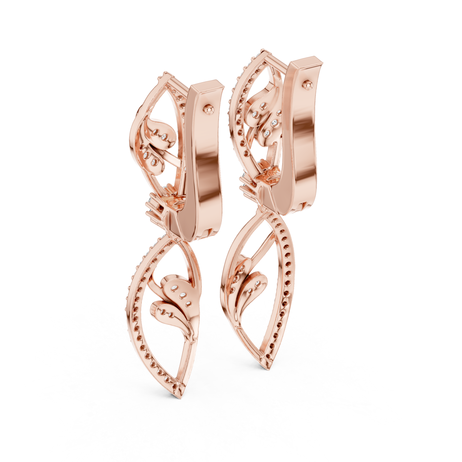  Rose Gold Whispering Petal Elegance Earrings Side View