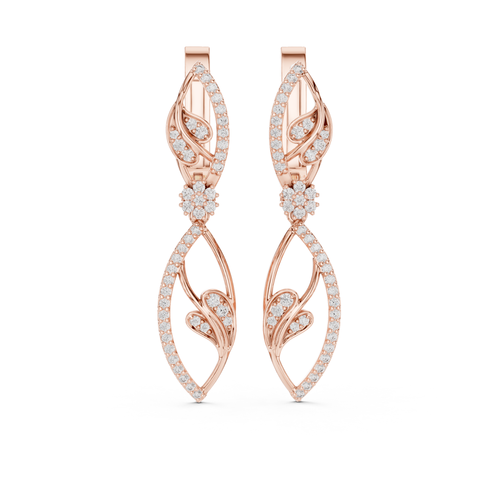  Rose Gold Whispering Petal Elegance Earrings Front View