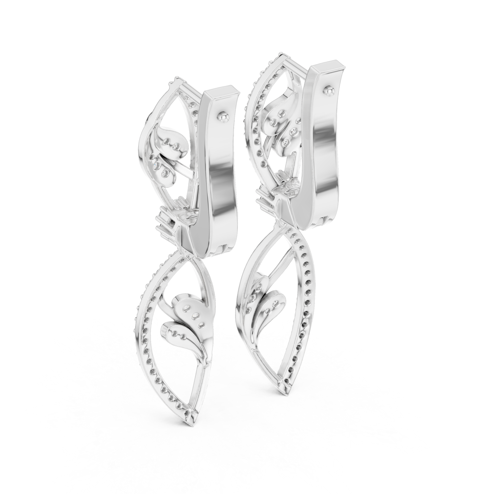  White Gold Whispering Petal Elegance Earrings Side View