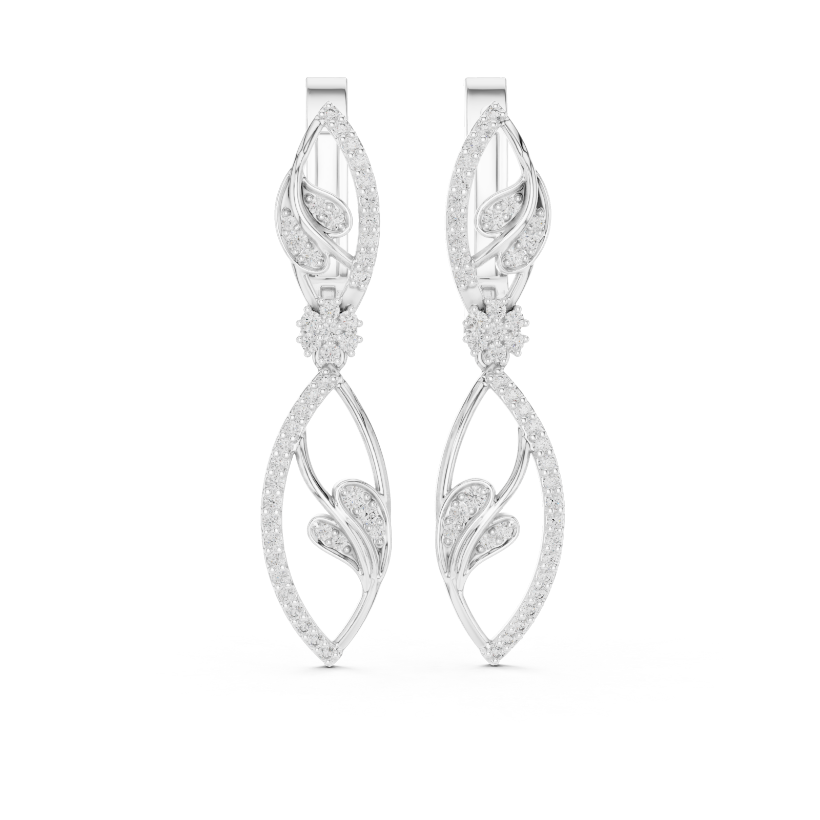  White Gold Whispering Petal Elegance Earrings Front View