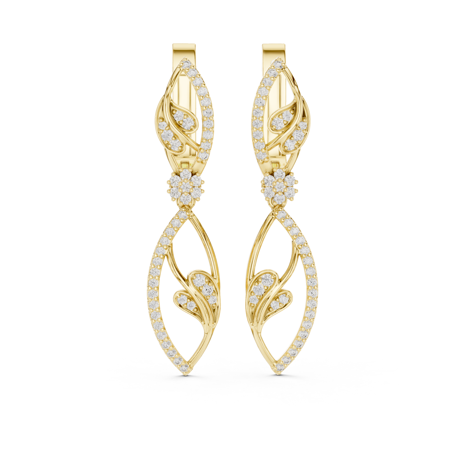  Gold Whispering Petal Elegance Earrings Front View