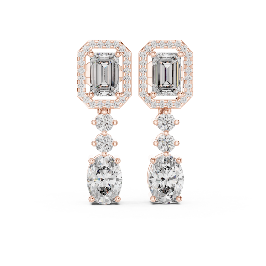  Rose Gold Radiant Tower Drop Earrings Right View
