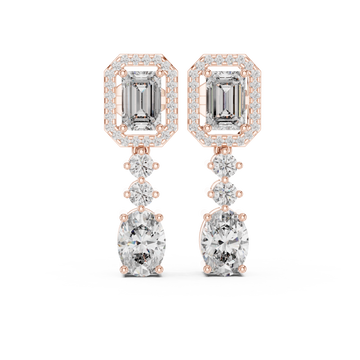  Rose Gold Radiant Tower Drop Earrings Front View