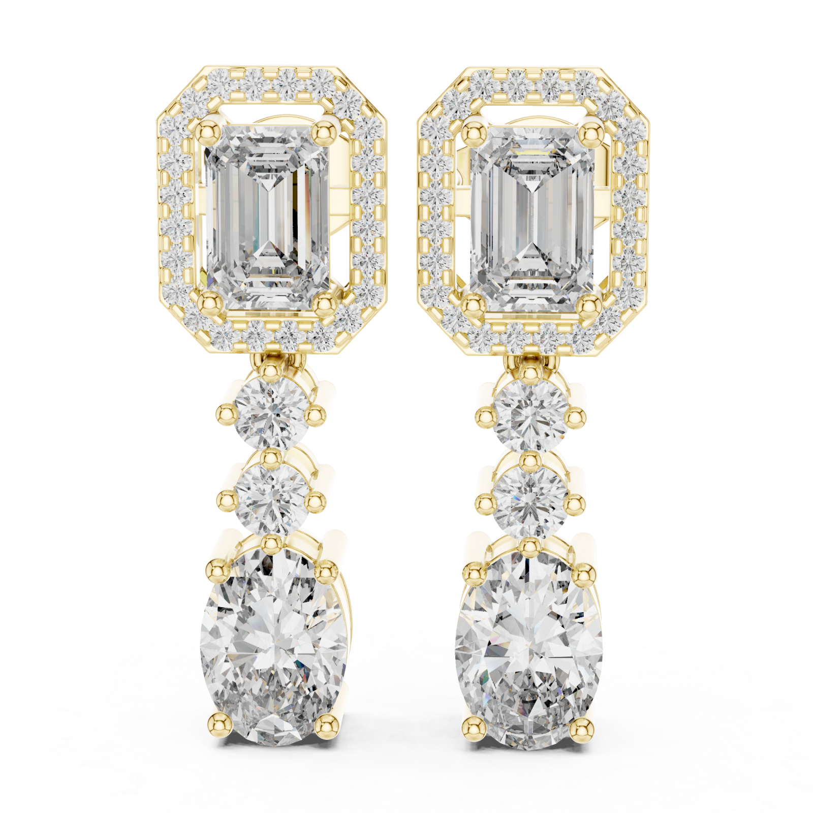  Gold Radiant Tower Drop Earrings Left View