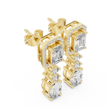 Gold Radiant Tower Drop Earrings Right View