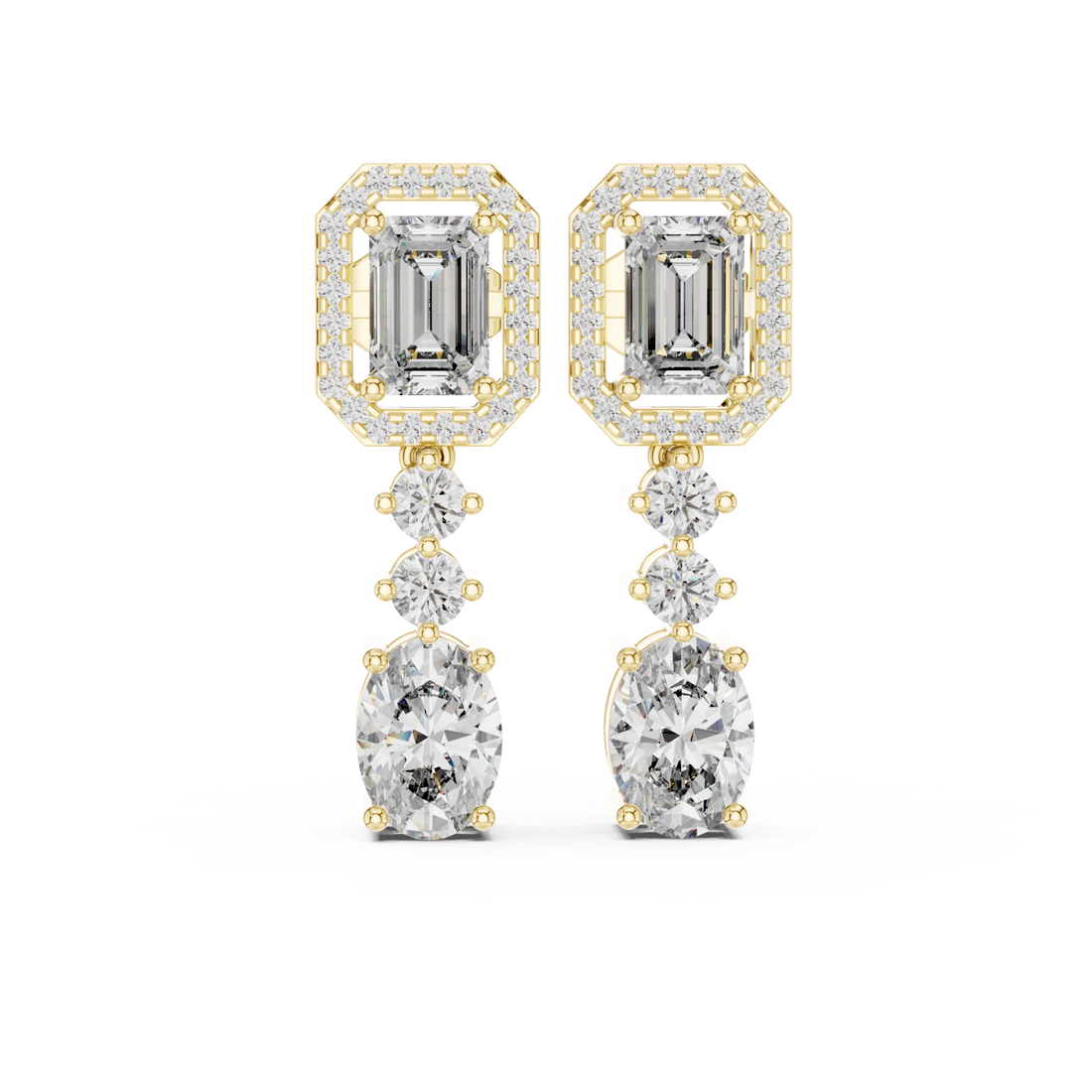 Gold Radiant Tower Drop Earrings Right View