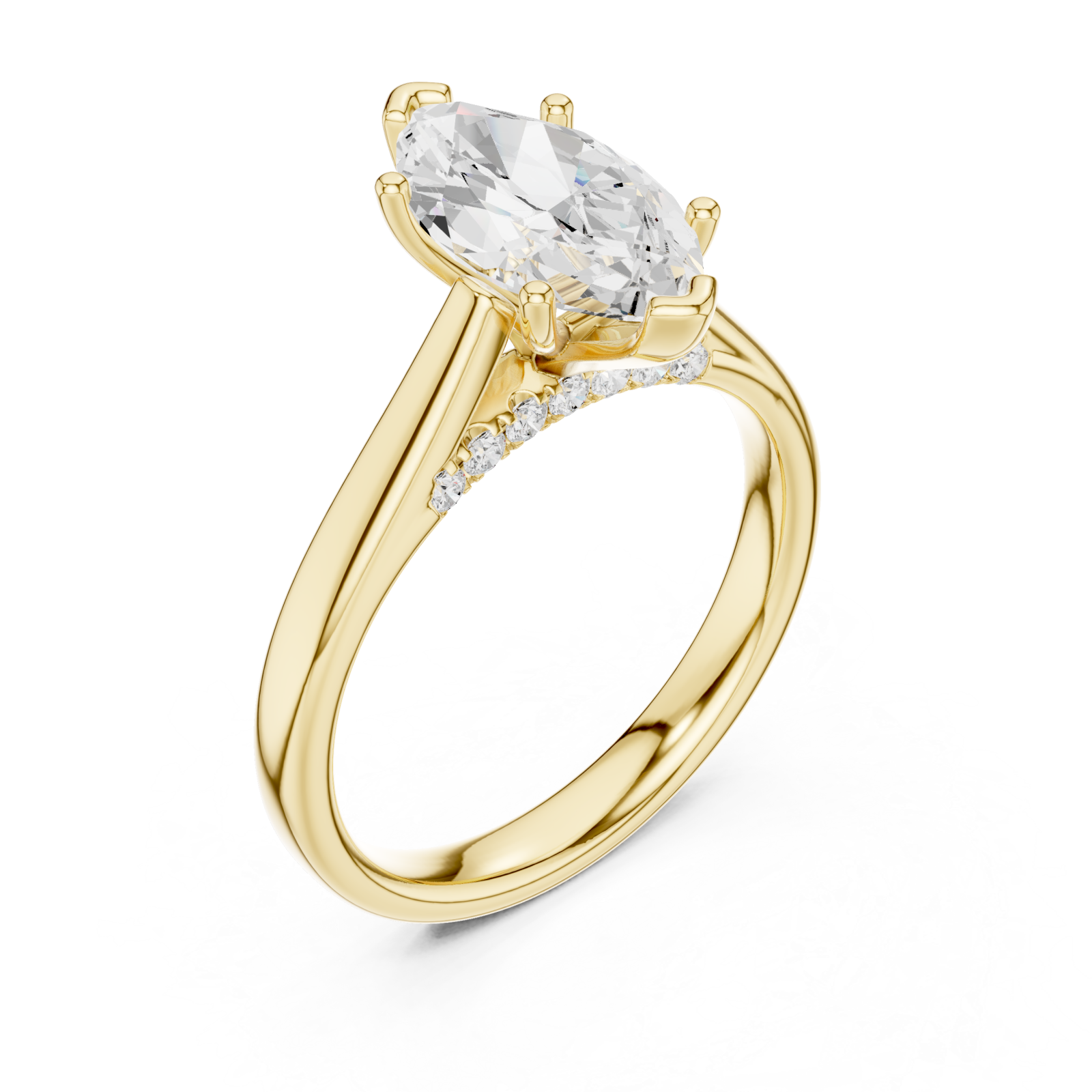  White Gold Radiant Petal Marquise Accent Band Side View