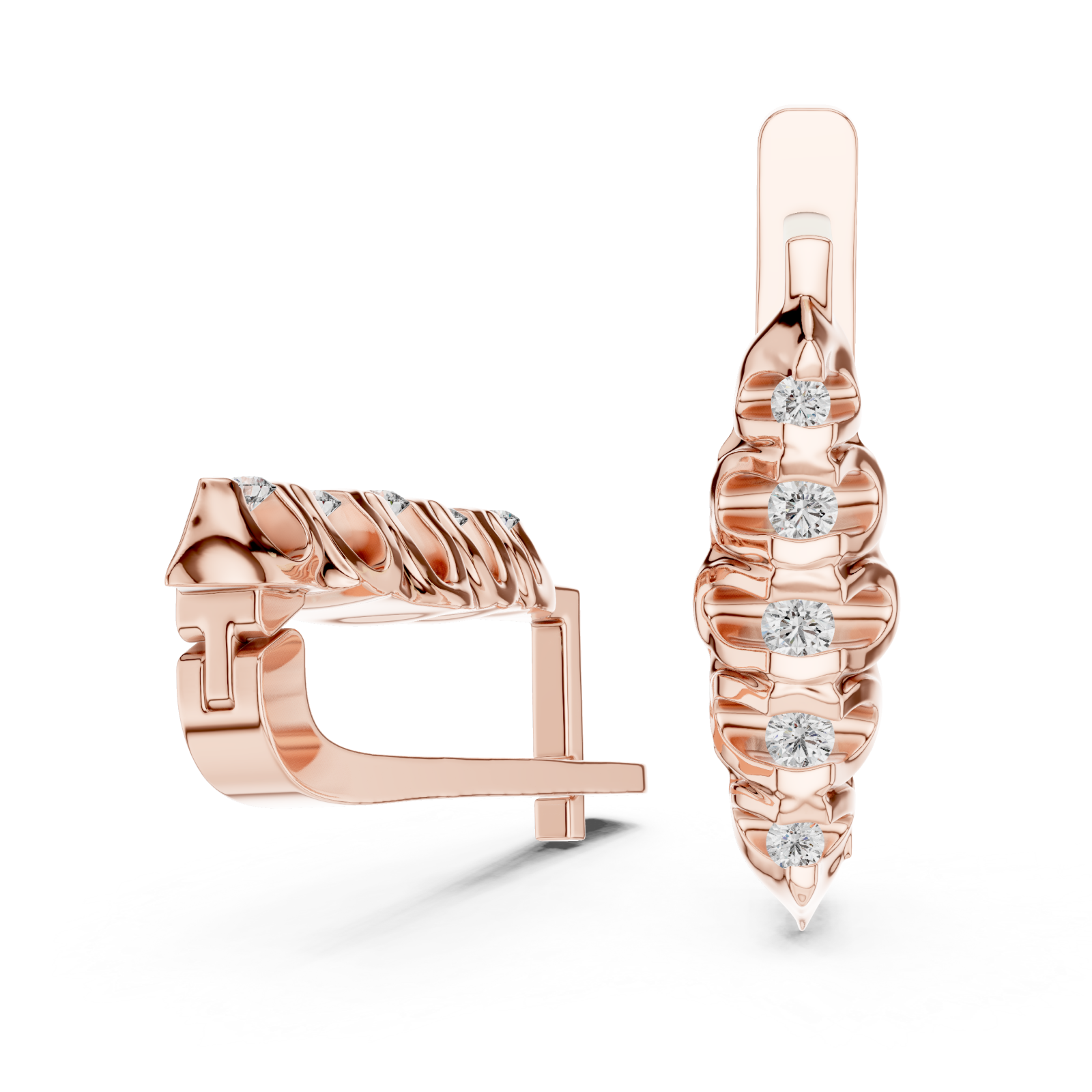  Rose Gold Cascade Elegance Petite Earrings Left View