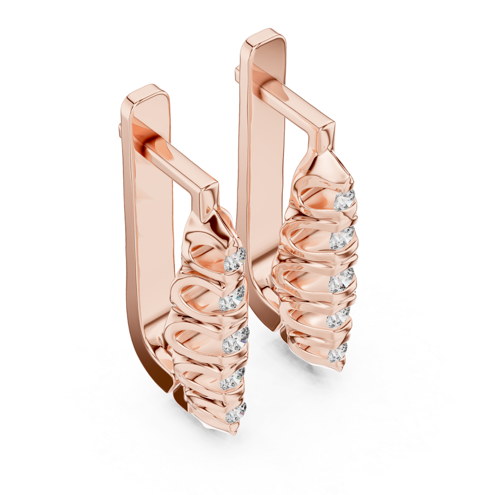  Rose Gold Cascade Elegance Petite Earrings Right View