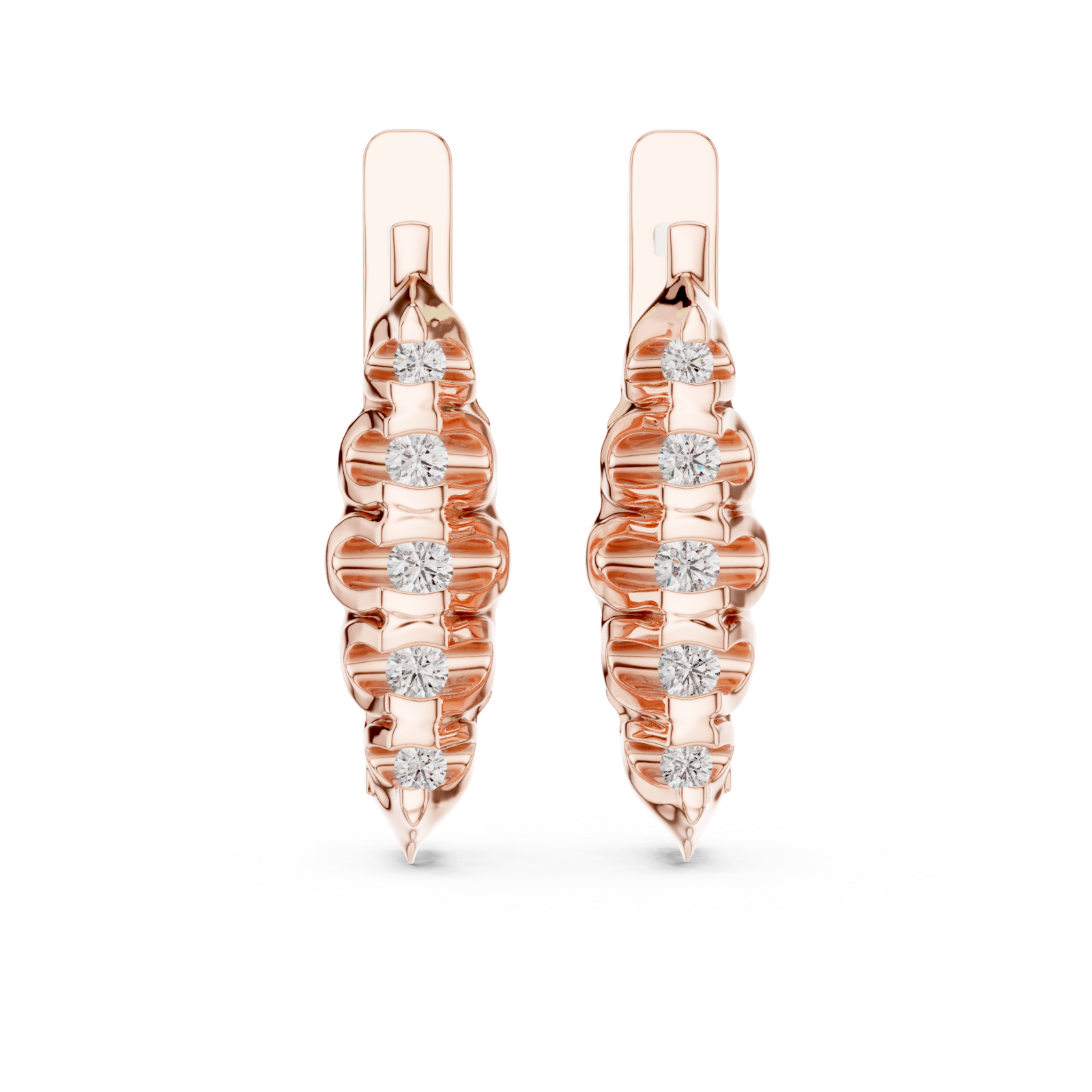  Rose Gold Cascade Elegance Petite Earrings Front View