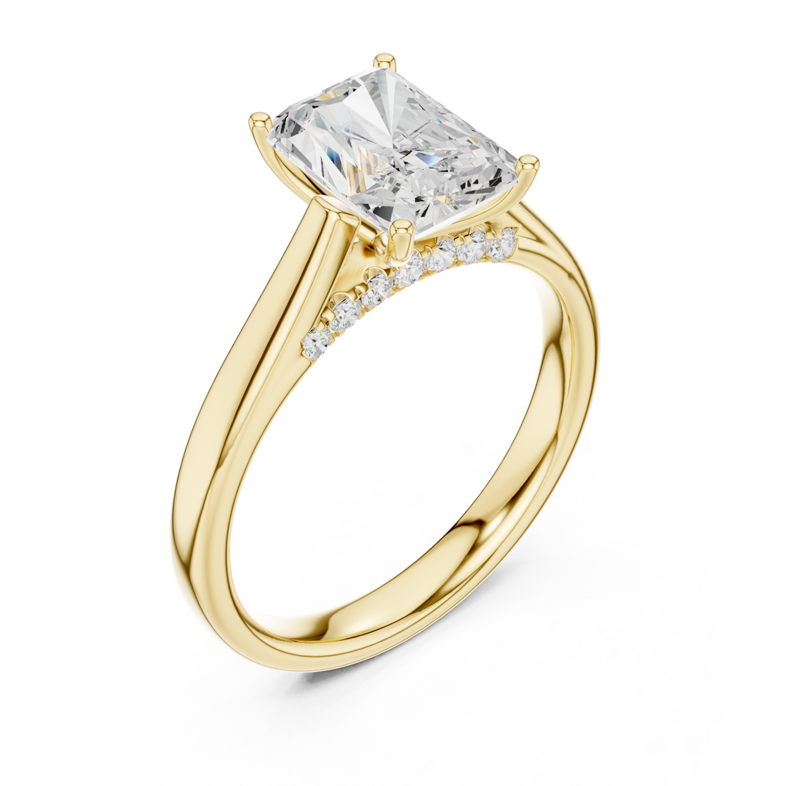  White Gold Luminous Crown Pavé Ring Side View