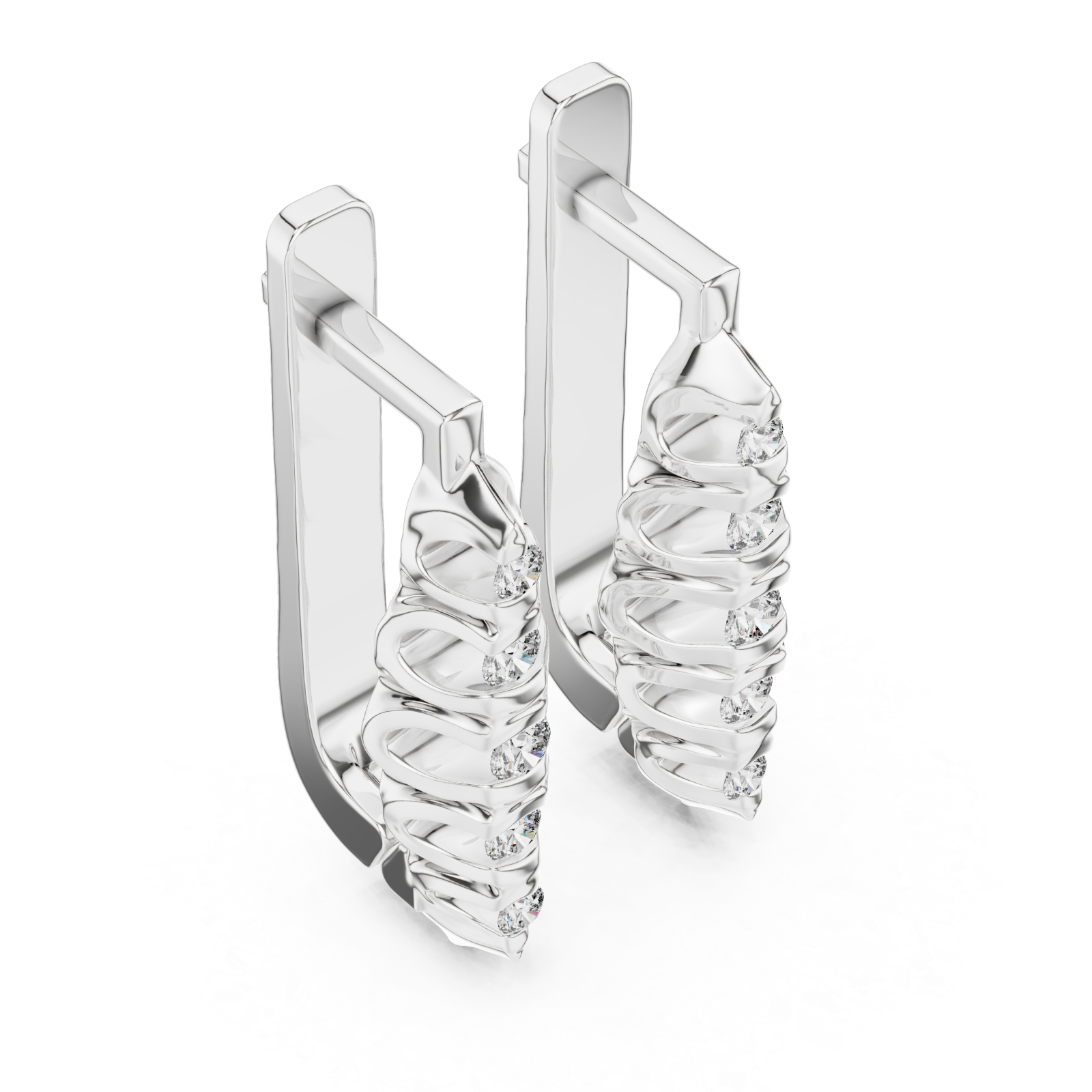  White Gold Cascade Elegance Petite Earrings Right View