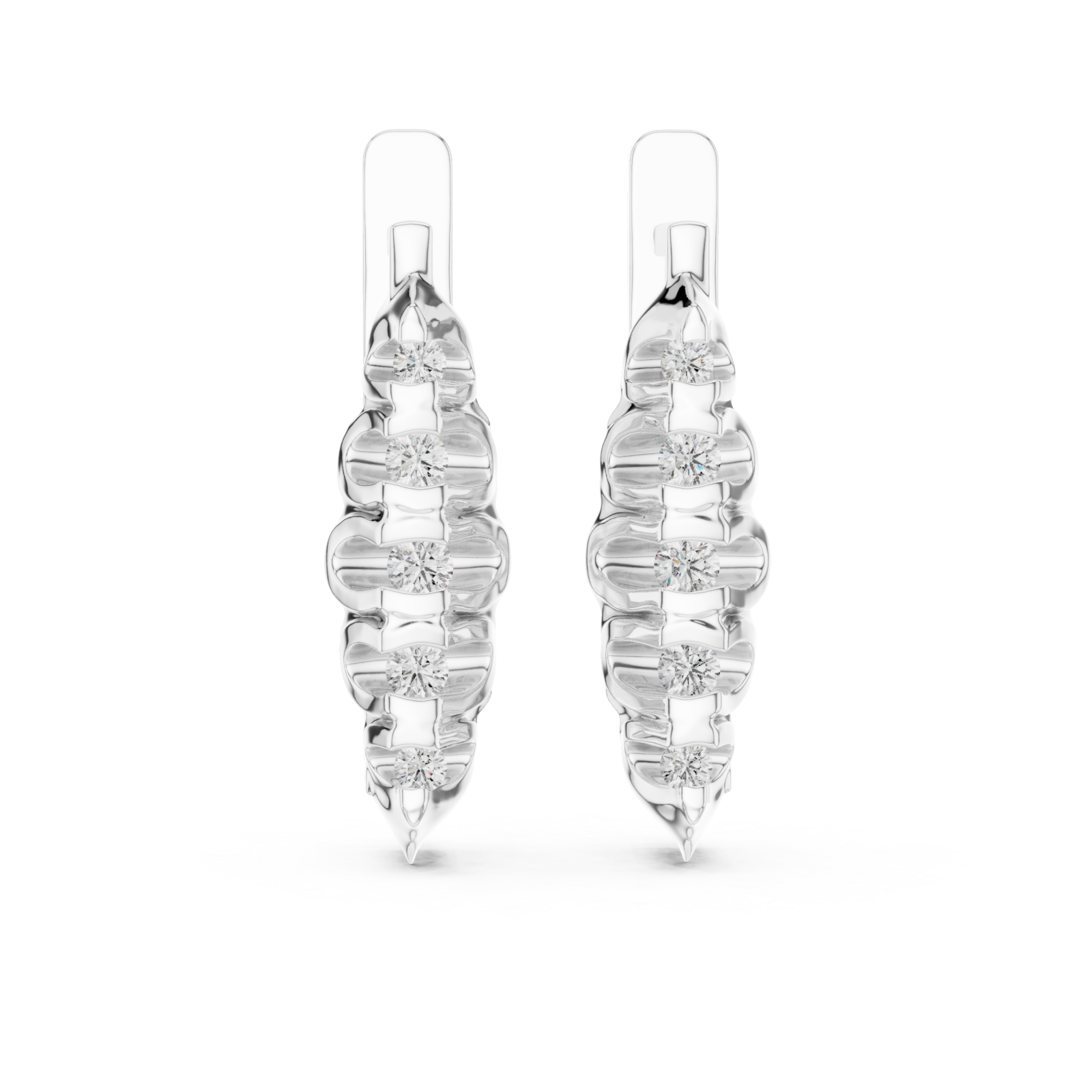  White Gold Cascade Elegance Petite Earrings Front View