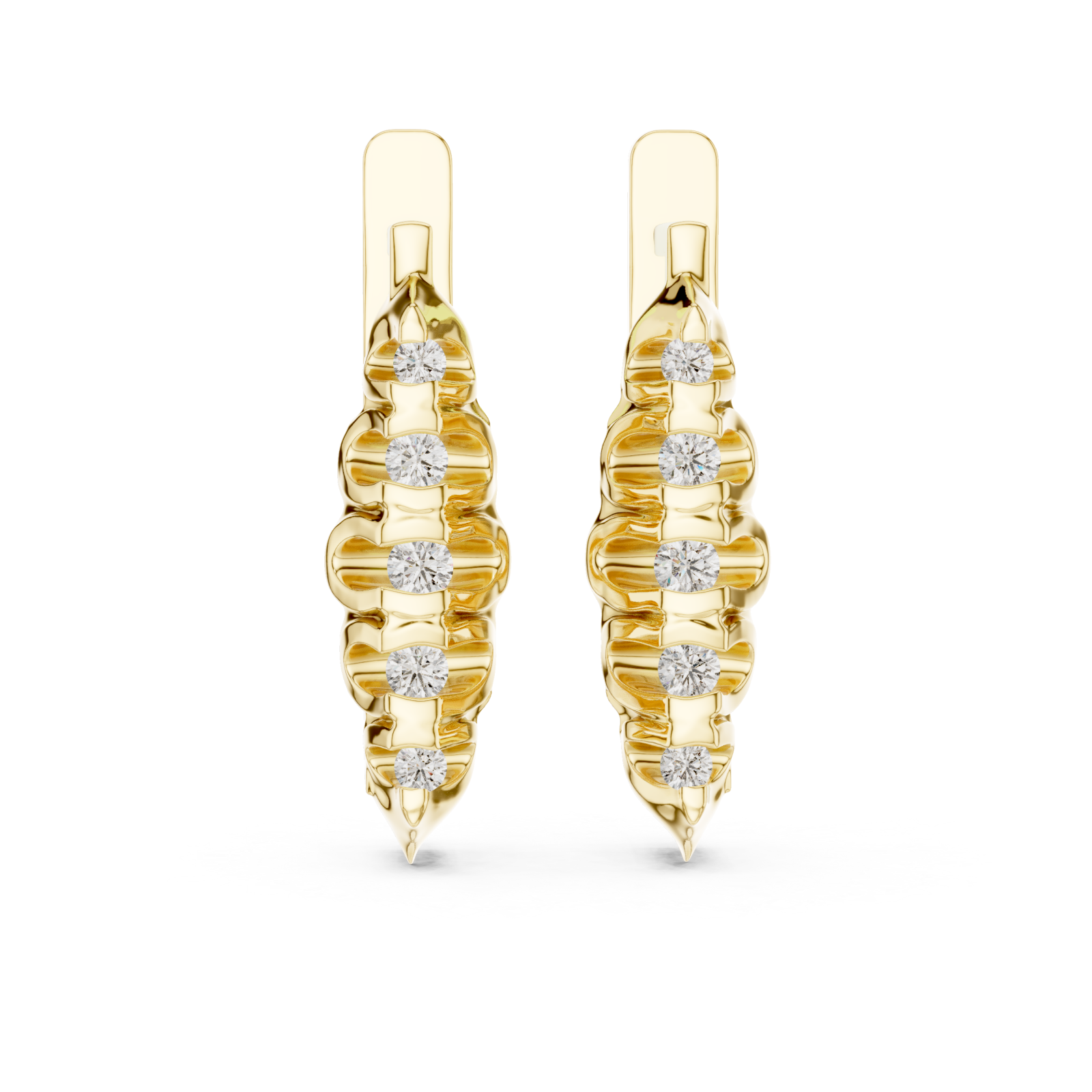 Gold Cascade Elegance Petite Earrings Front View
