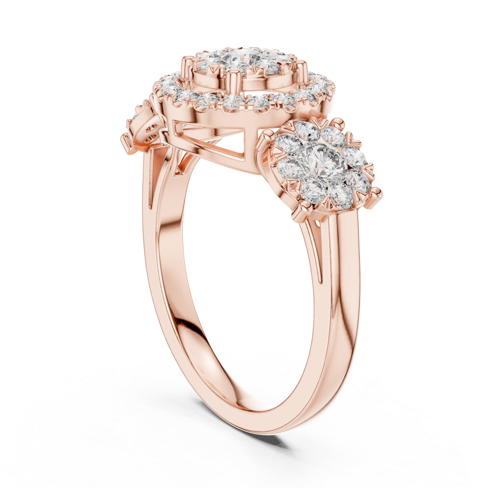  Rose Gold Floral Spiral Embrace Jewel Ring Left View