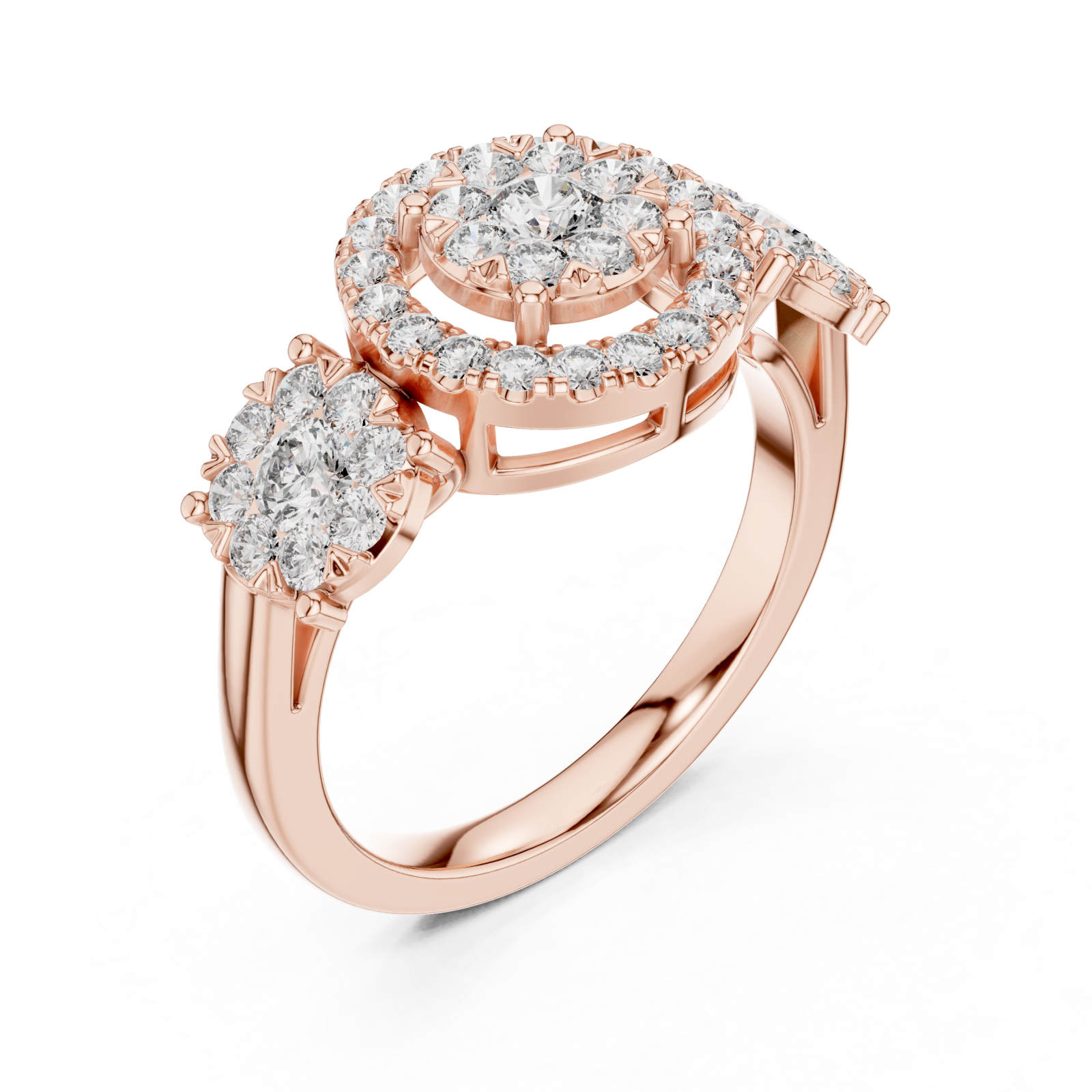  Rose Gold Floral Spiral Embrace Jewel Ring Right View