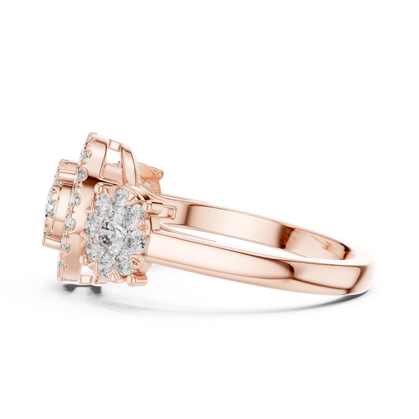  Rose Gold Floral Spiral Embrace Jewel Ring Side View
