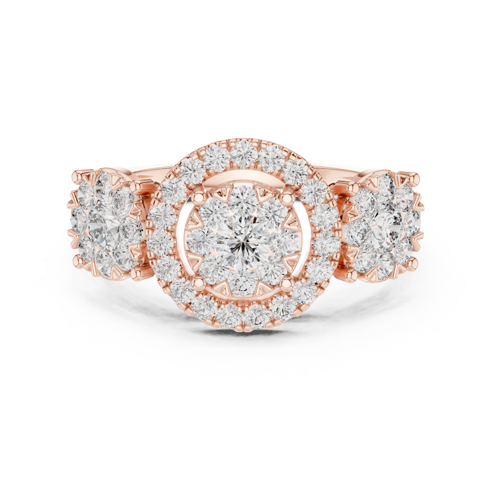  Rose Gold Floral Spiral Embrace Jewel Ring Front View