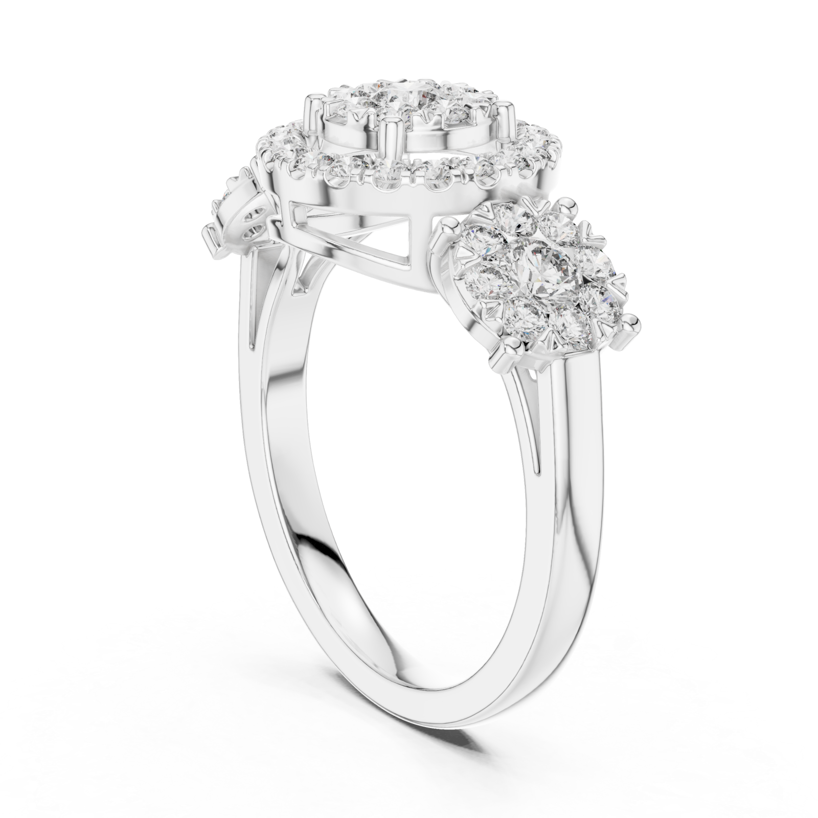  White Gold Floral Spiral Embrace Jewel Ring Left View
