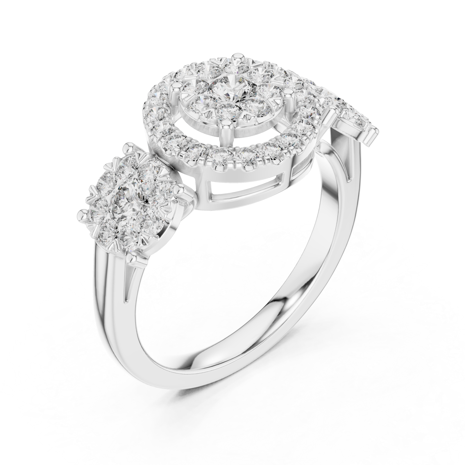  White Gold Floral Spiral Embrace Jewel Ring Right View