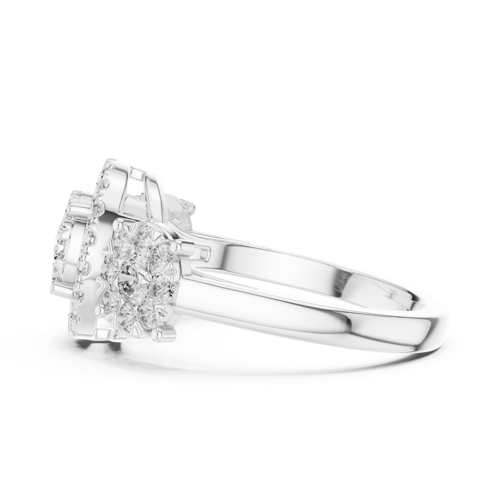  White Gold Floral Spiral Embrace Jewel Ring Side View