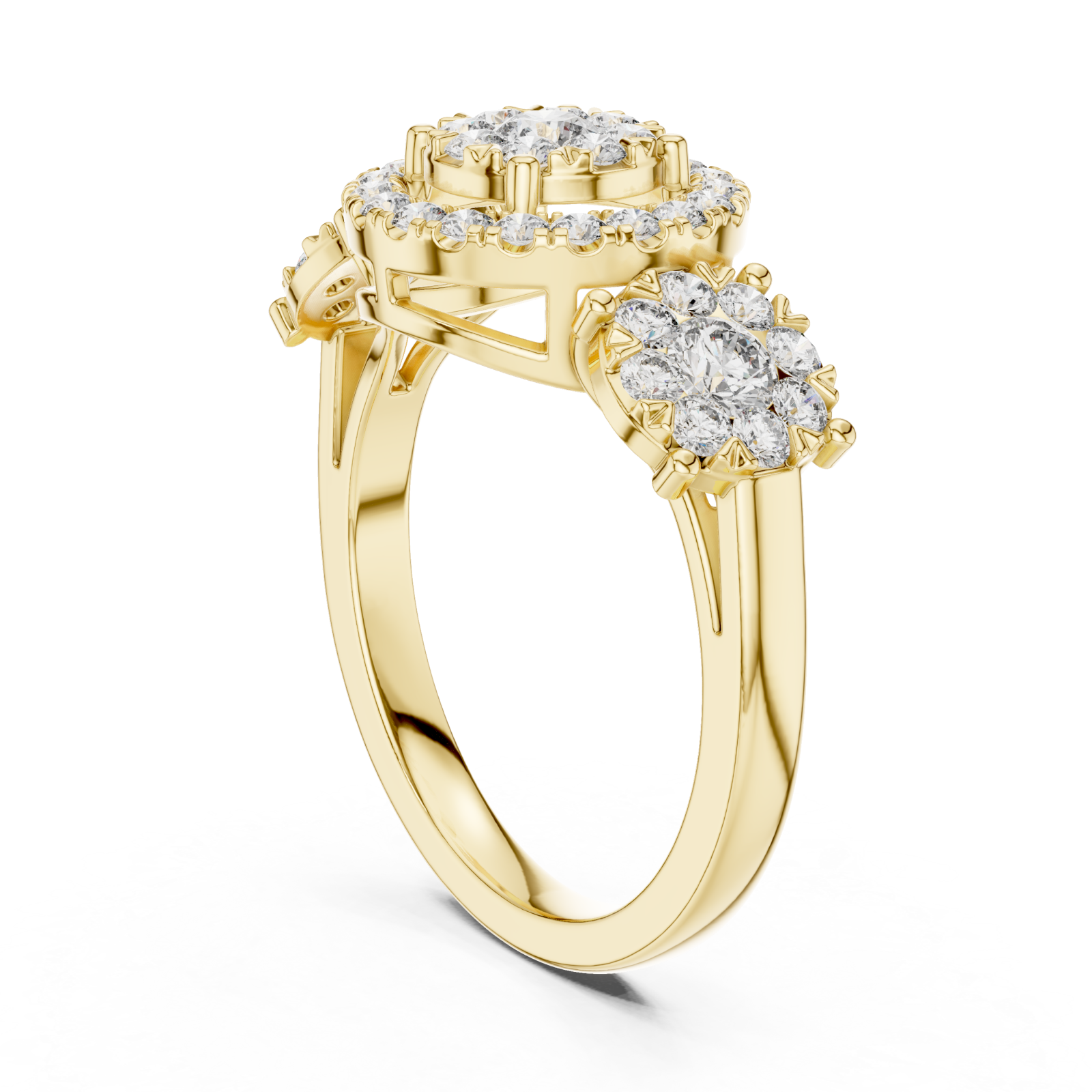  Gold Floral Spiral Embrace Jewel Ring Left View
