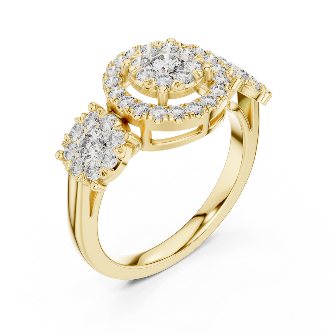 Gold Floral Spiral Embrace Jewel Ring Right View