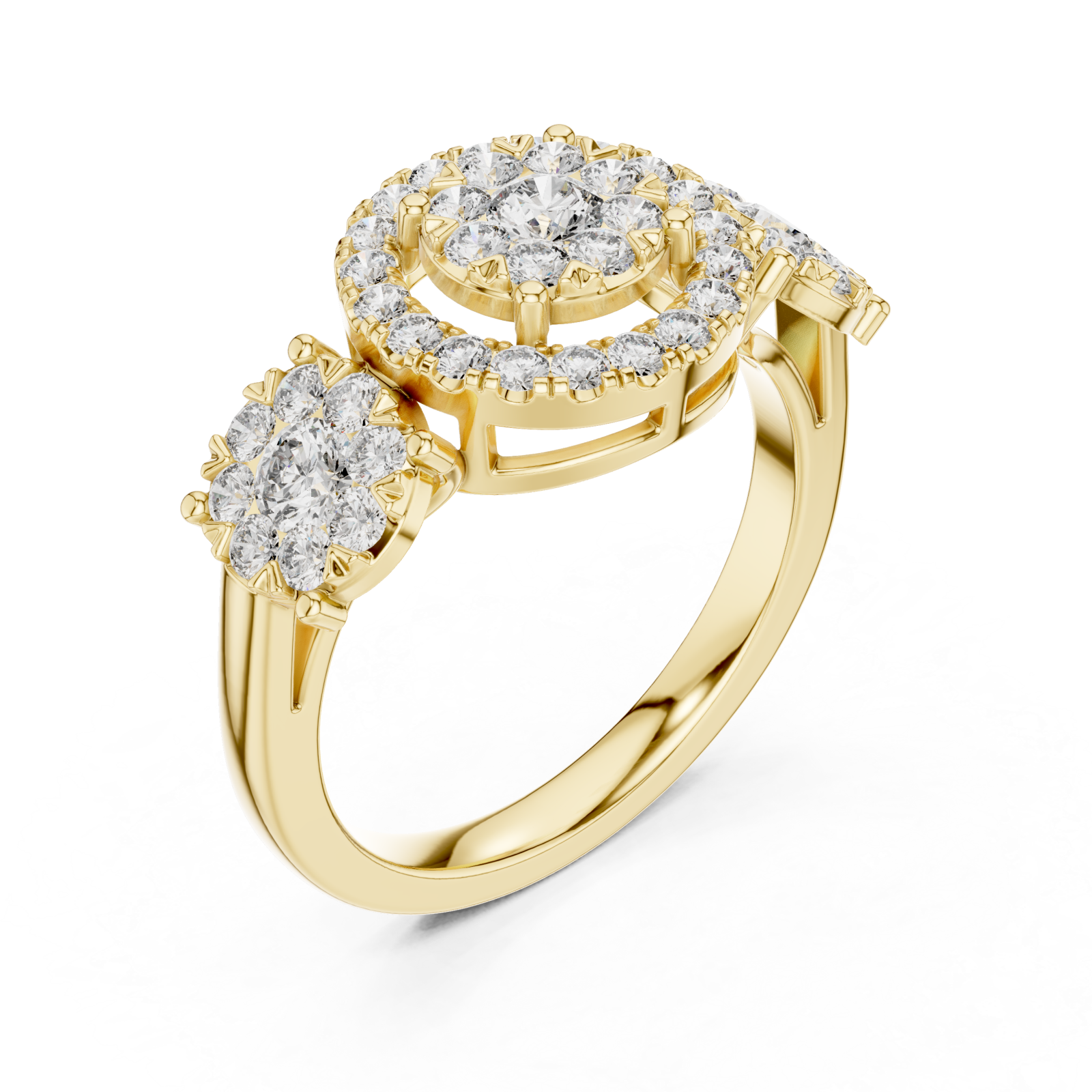 Gold Floral Spiral Embrace Jewel Ring Right View