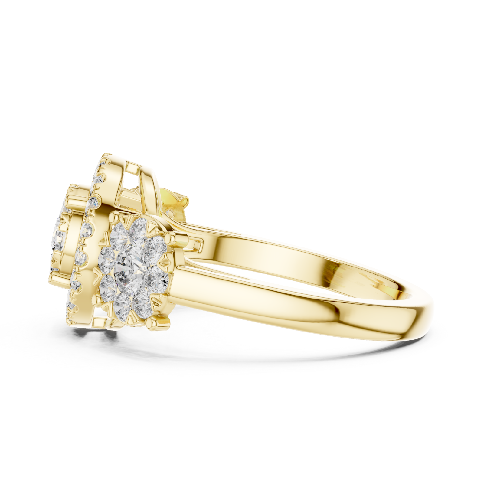  Gold Floral Spiral Embrace Jewel Ring Side View
