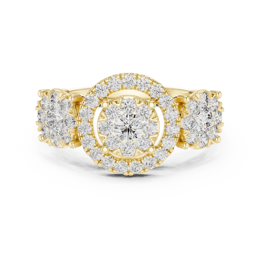 Gold Floral Spiral Embrace Jewel Ring Right View