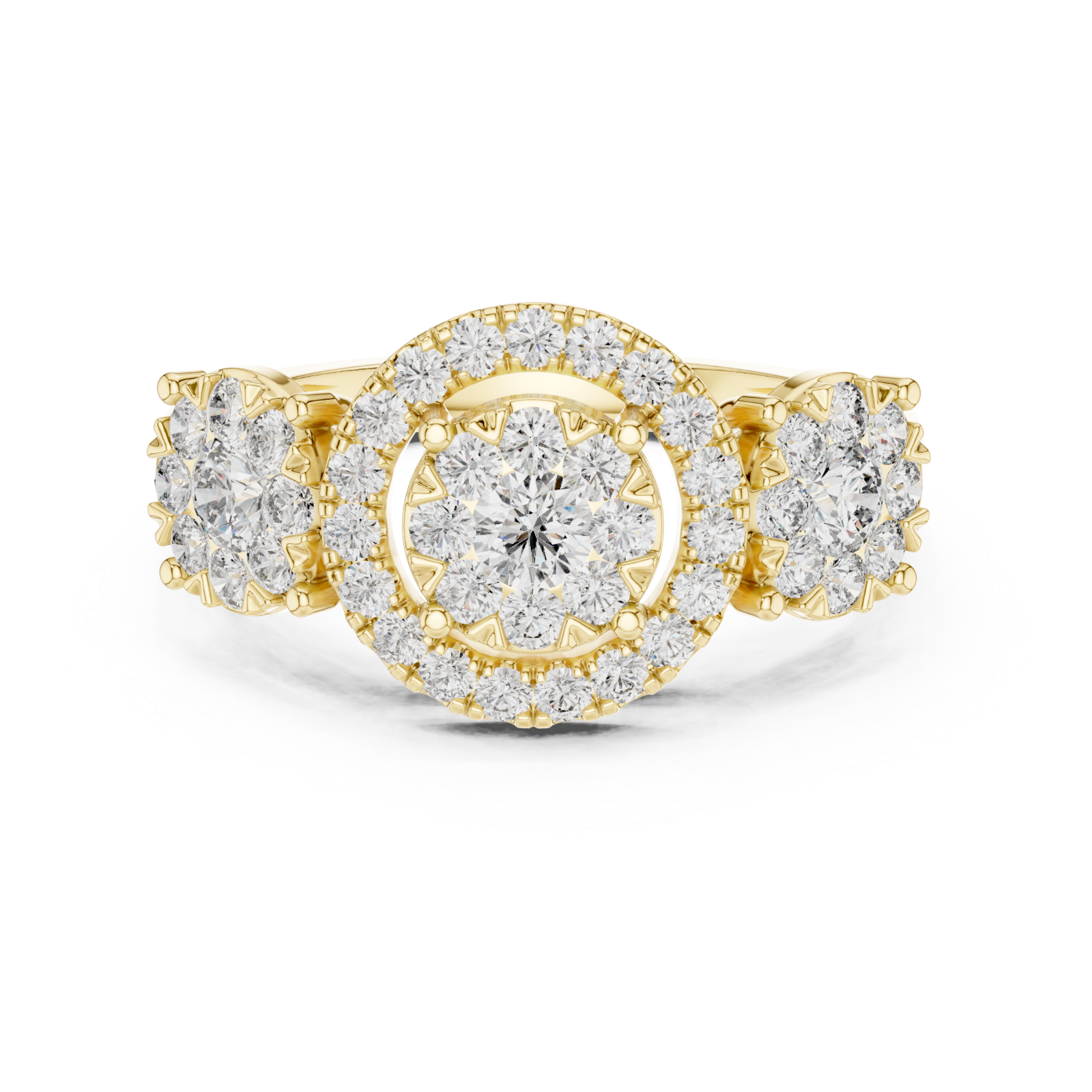  Gold Floral Spiral Embrace Jewel Ring Front View