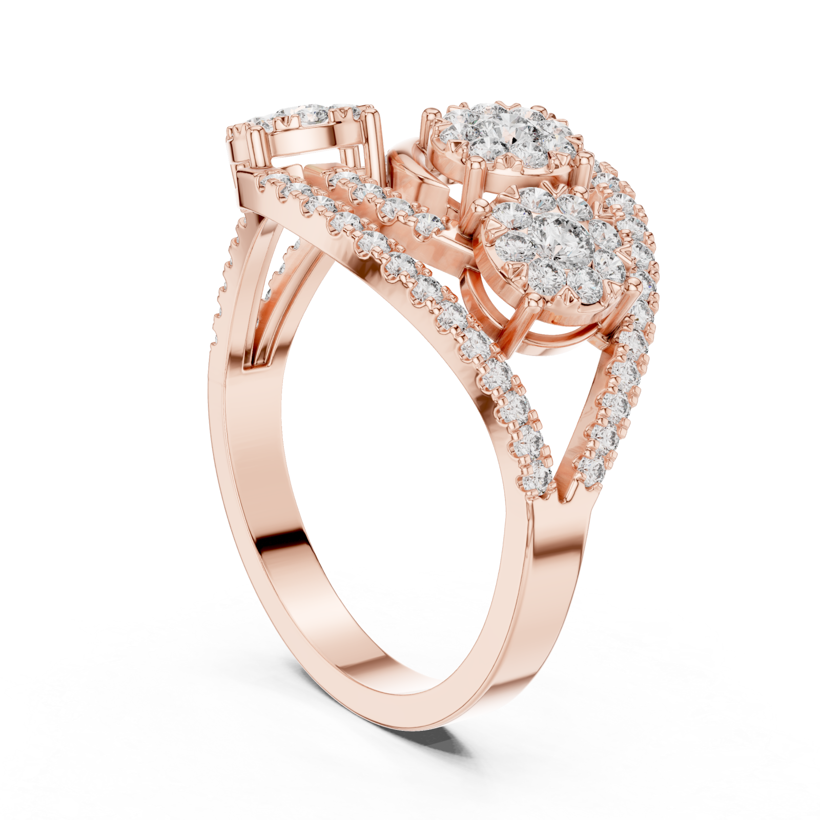  Rose Gold Twilight Cluster Embrace Ring Left View