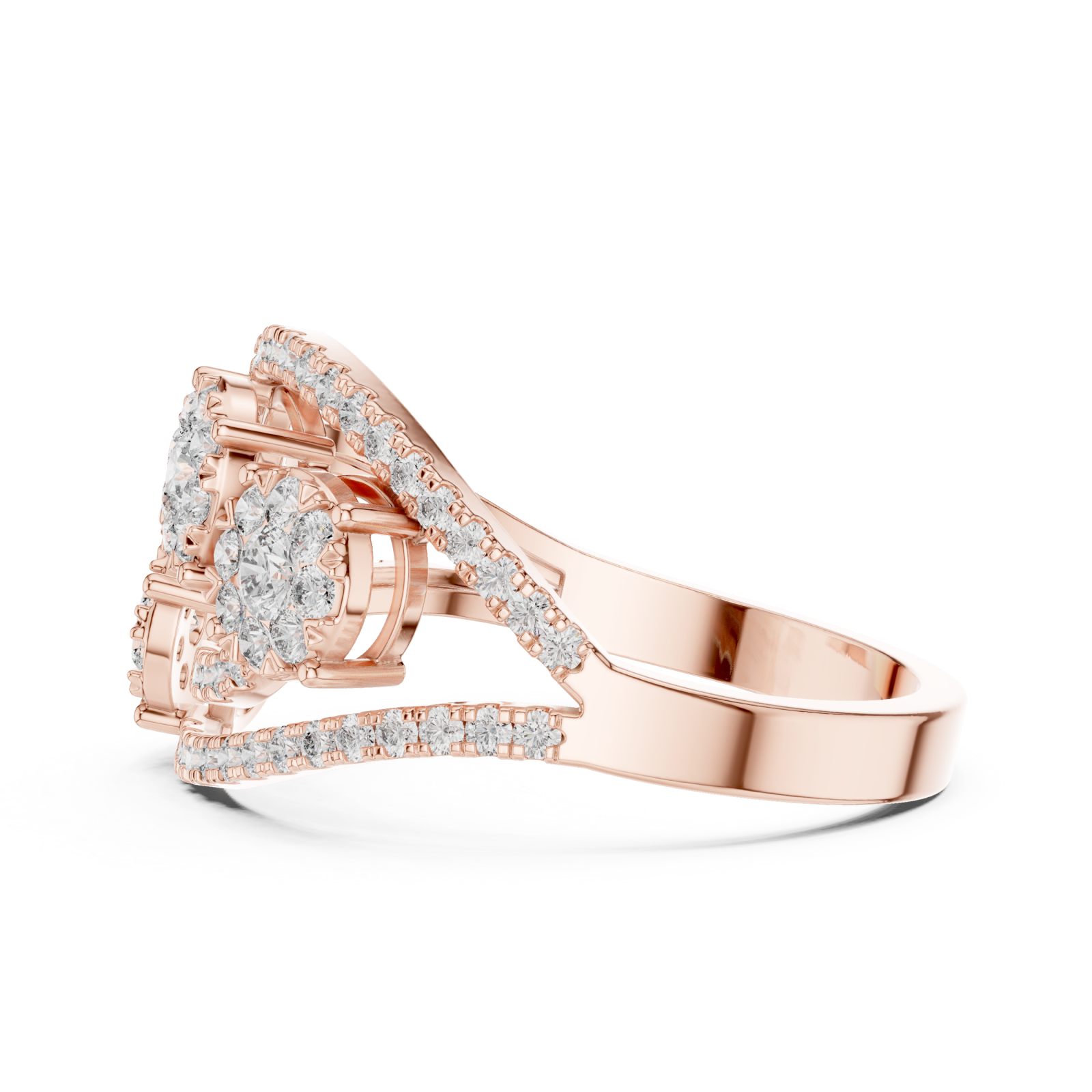  Rose Gold Twilight Cluster Embrace Ring Side View