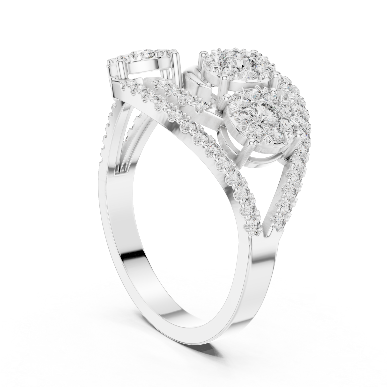  White Gold Twilight Cluster Embrace Ring Left View
