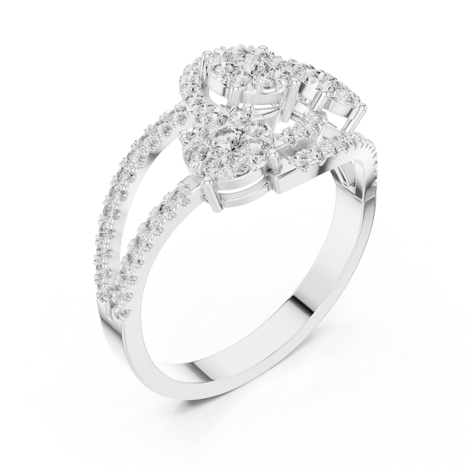  White Gold Twilight Cluster Embrace Ring Right View