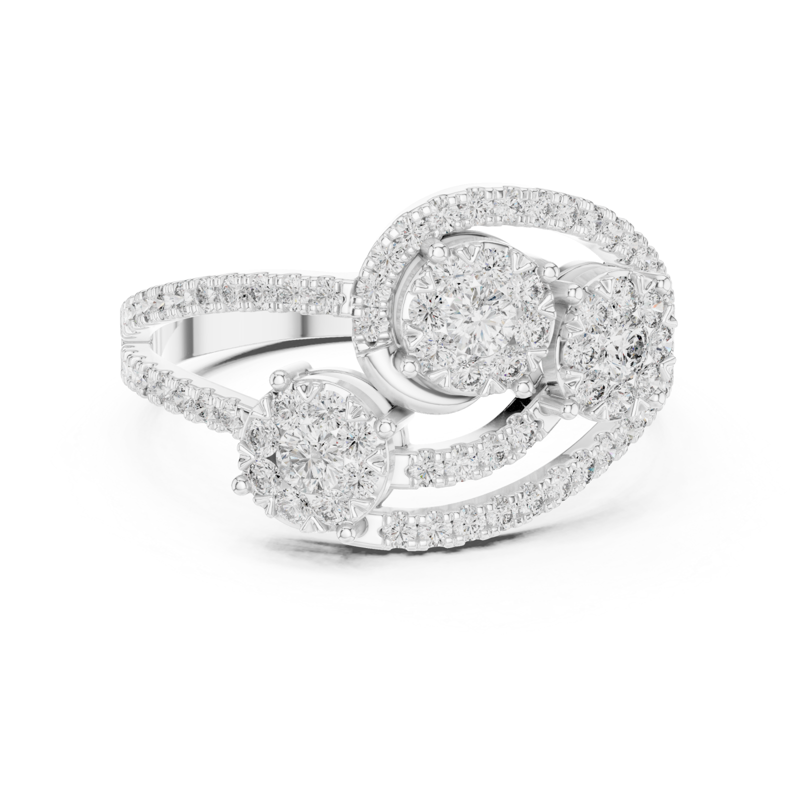  White Gold Twilight Cluster Embrace Ring Front View
