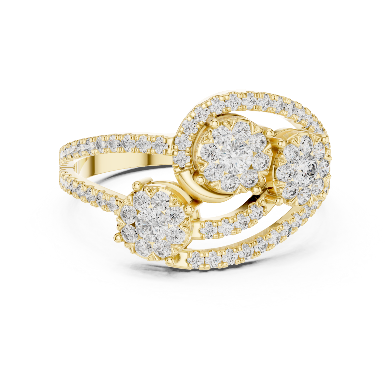  Gold Twilight Cluster Embrace Ring Front View
