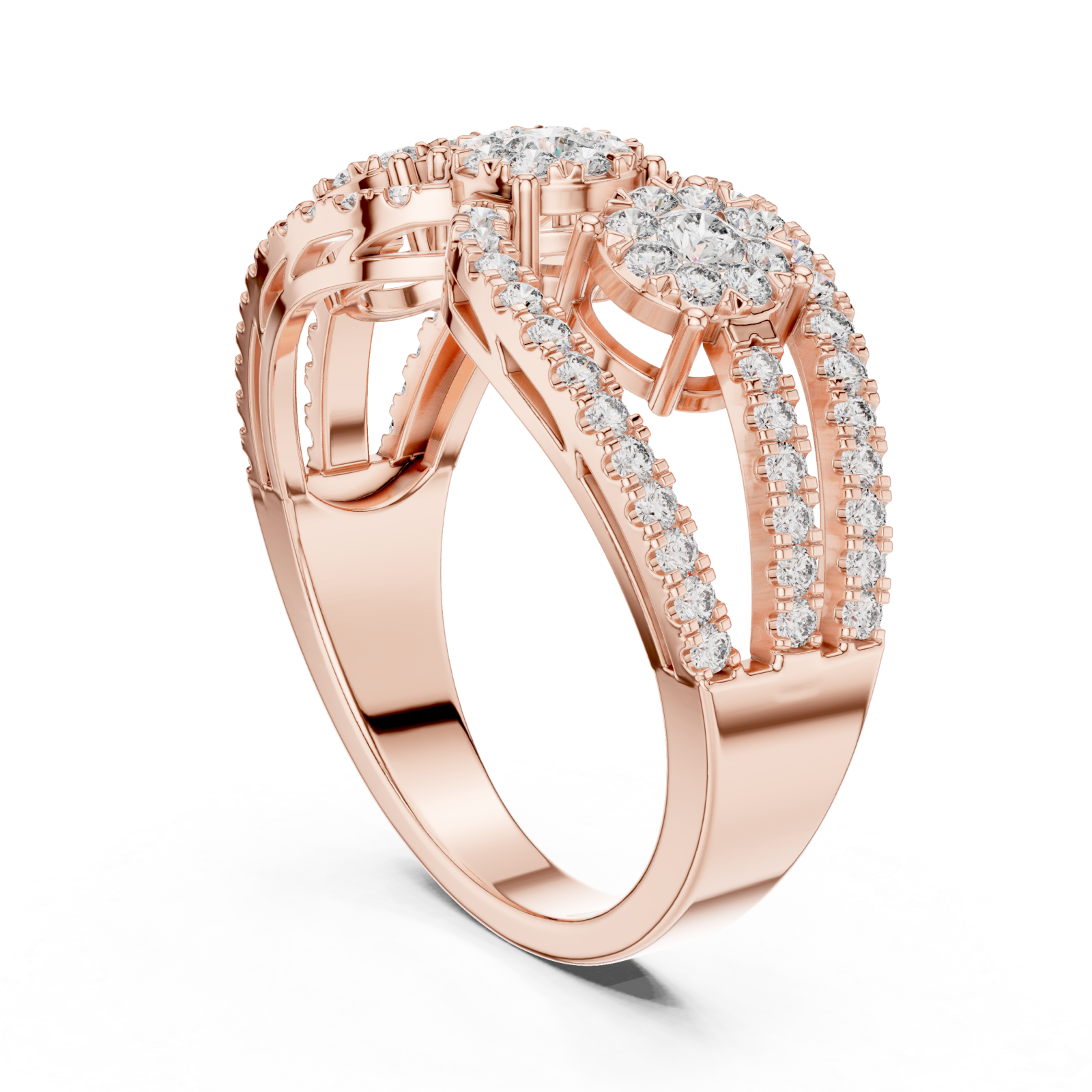  Rose Gold Twilight Harmony Twin Bloom Ring Left View