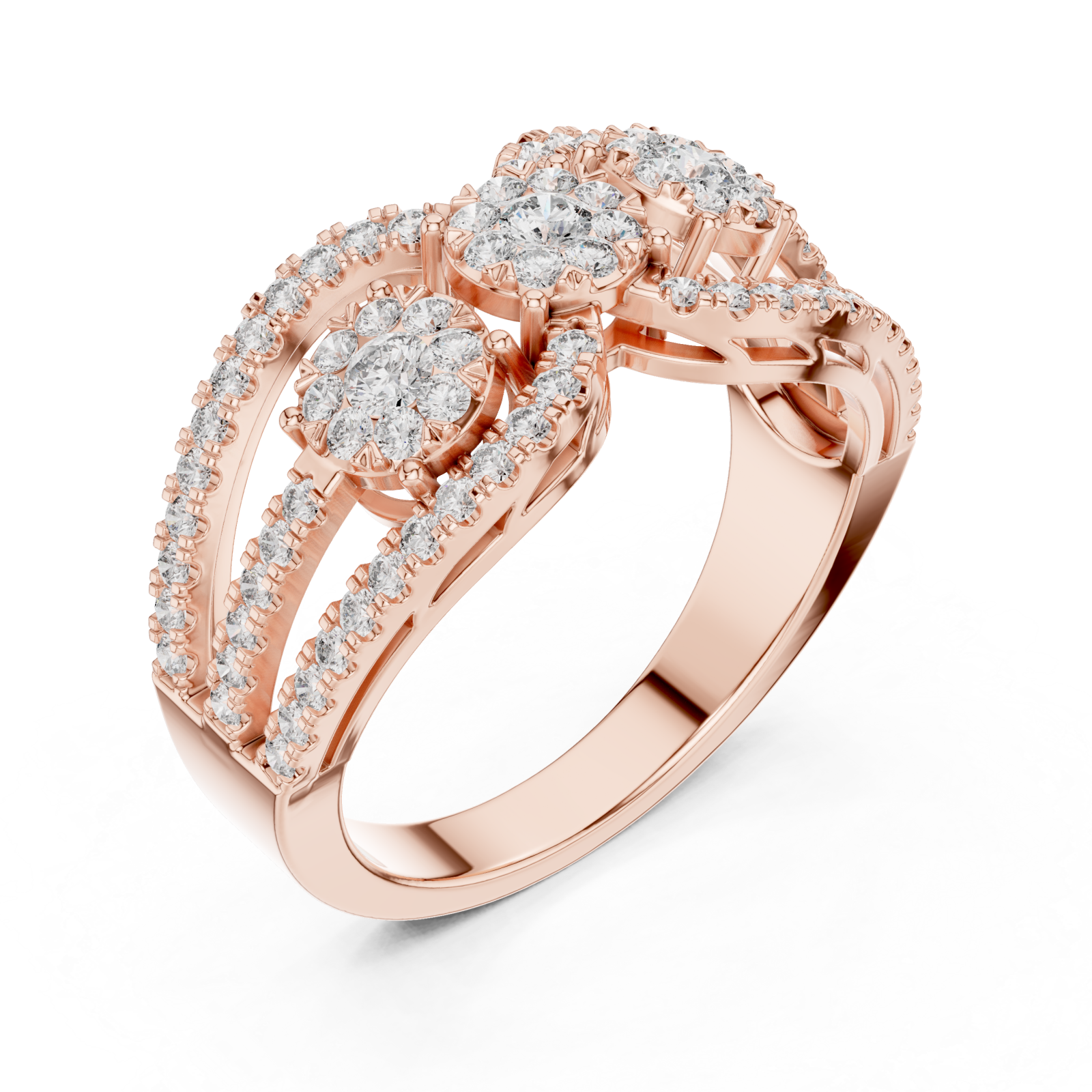  Rose Gold Twilight Harmony Twin Bloom Ring Right View