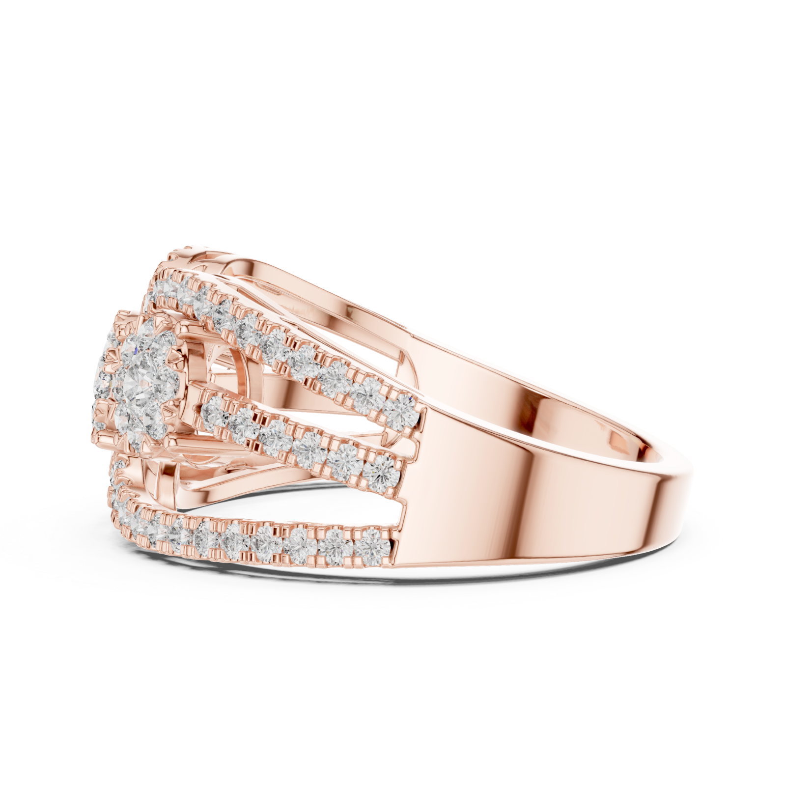  Rose Gold Twilight Harmony Twin Bloom Ring Side View