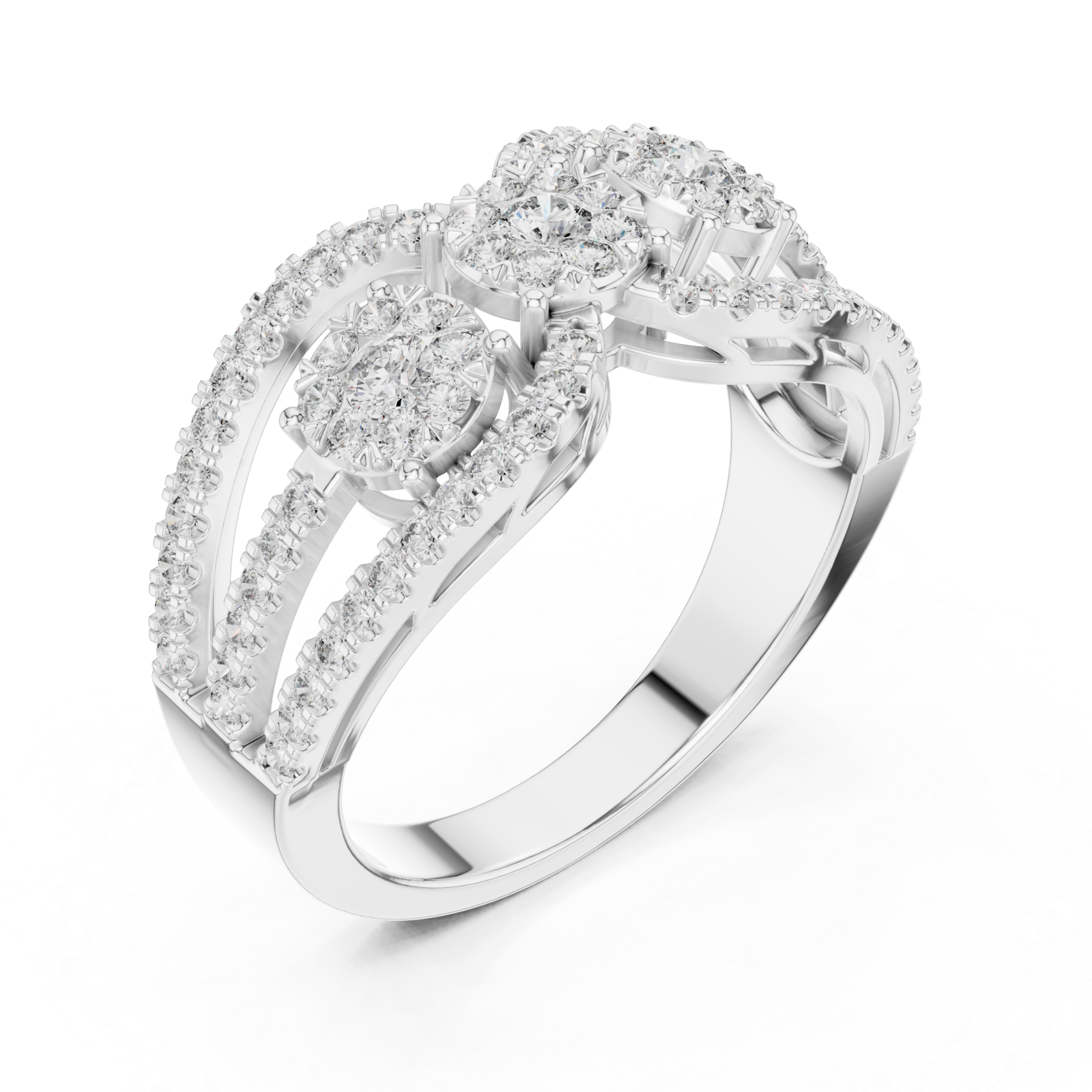  White Gold Twilight Harmony Twin Bloom Ring Right View
