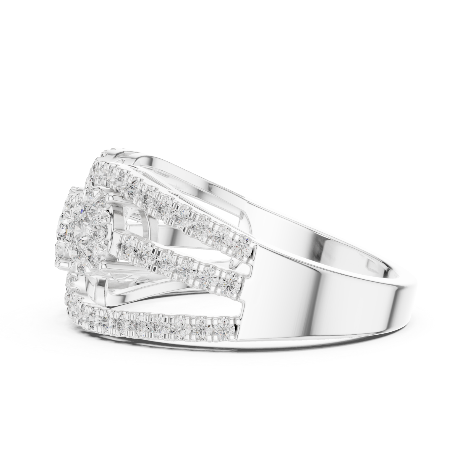  White Gold Twilight Harmony Twin Bloom Ring Side View