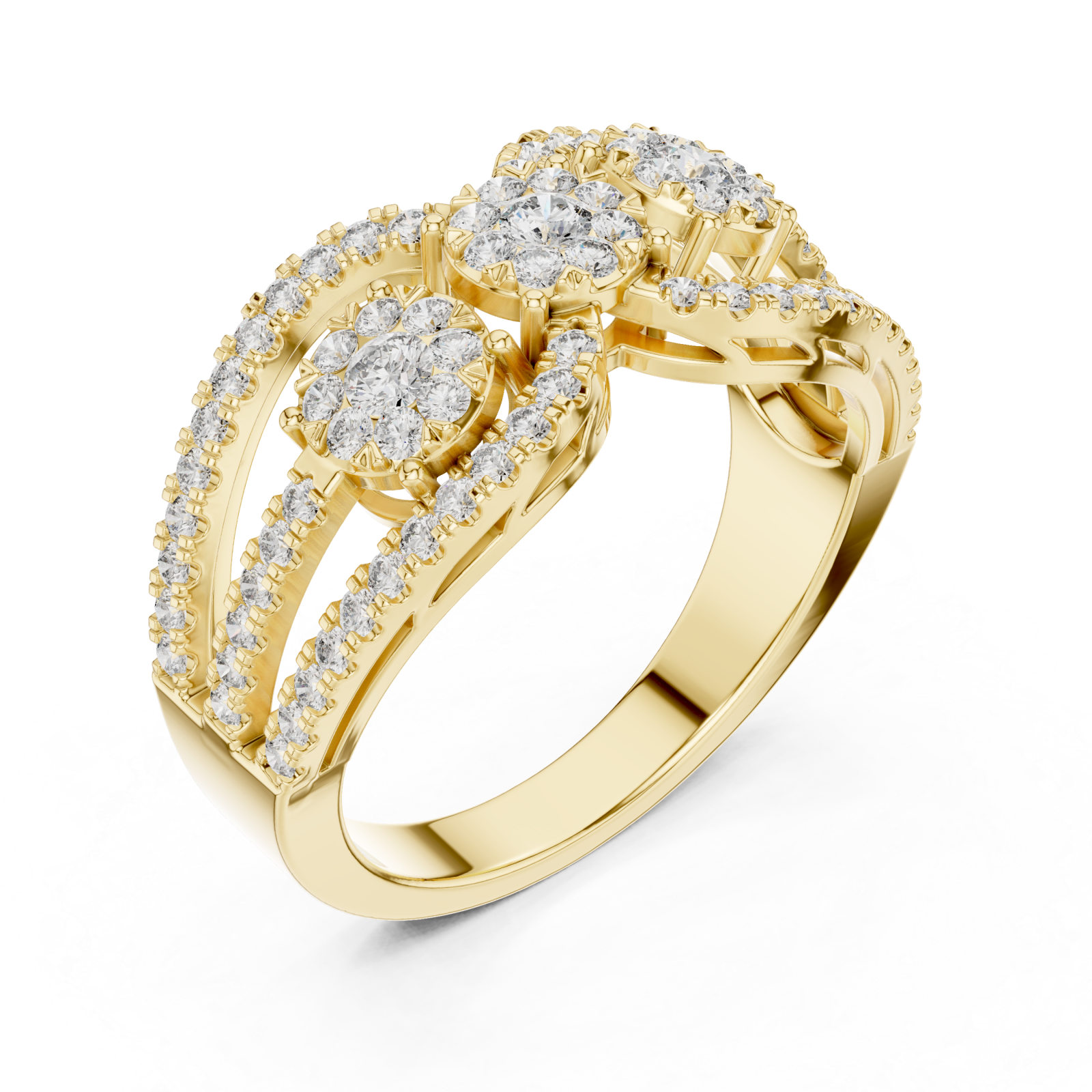Gold Twilight Harmony Twin Bloom Ring Right View