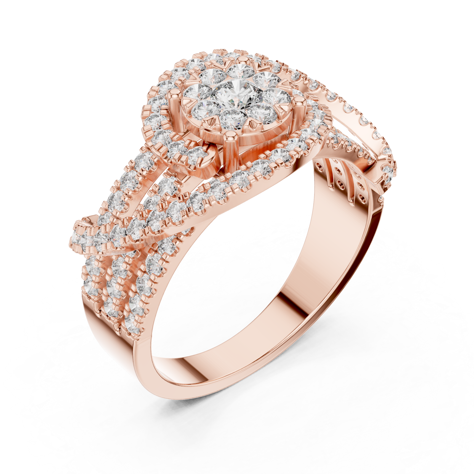  Rose Gold Allure Radiance Halo Ring Right View