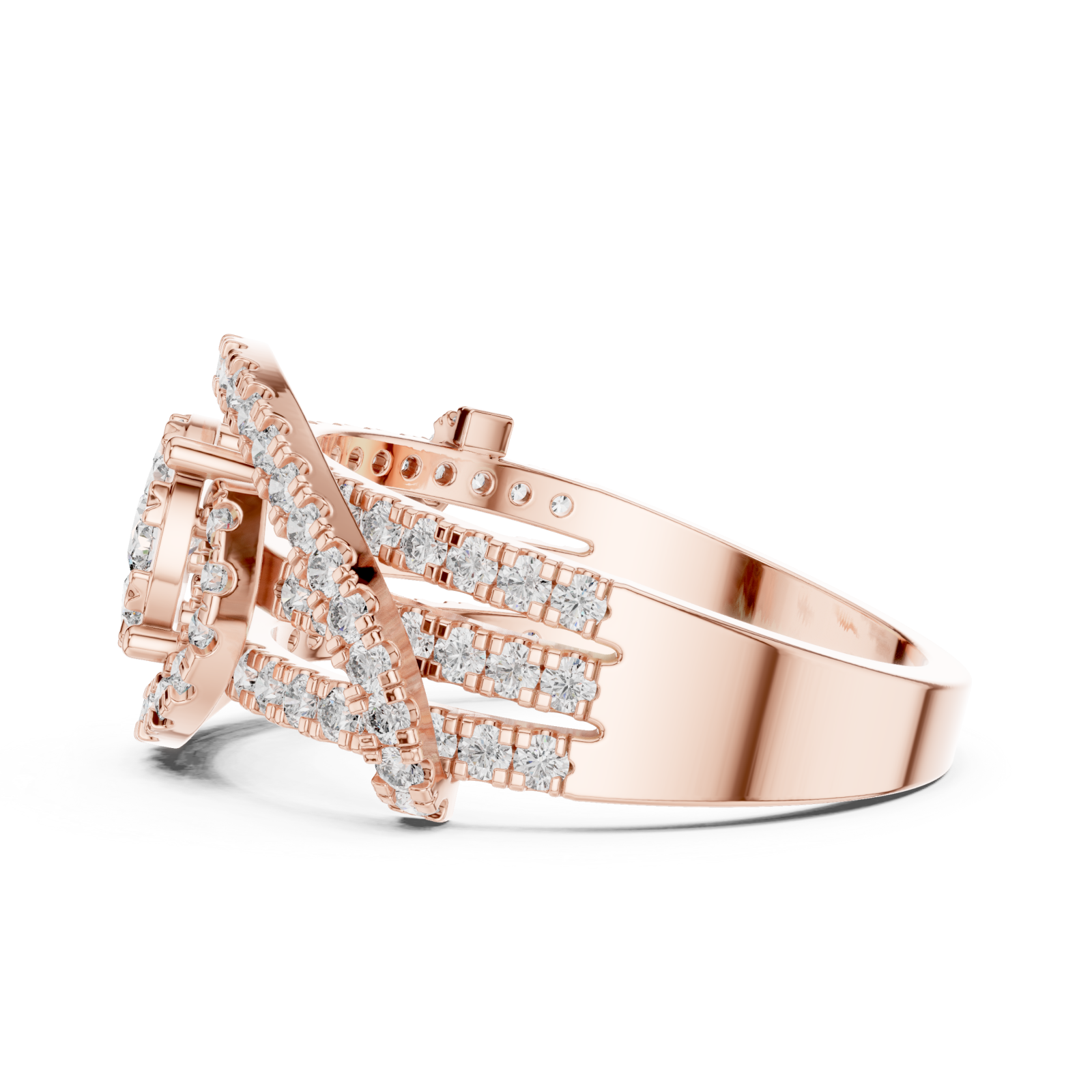  Rose Gold Allure Radiance Halo Ring Side View