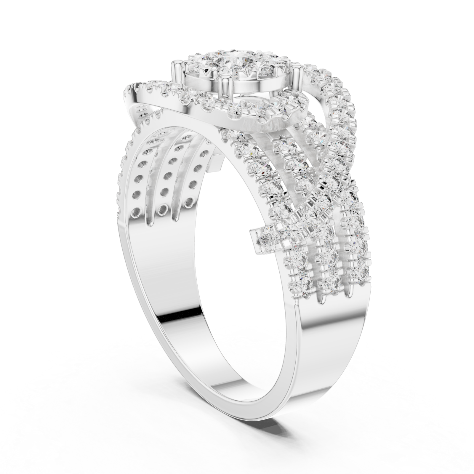  White Gold Allure Radiance Halo Ring Left View